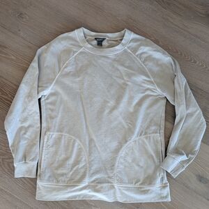 Eddie Bauer Women's Mineral Wash Terry Crew Sweatshirt: Cream/Ecru, sz S